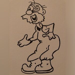 Black and White Cartoon Character Art